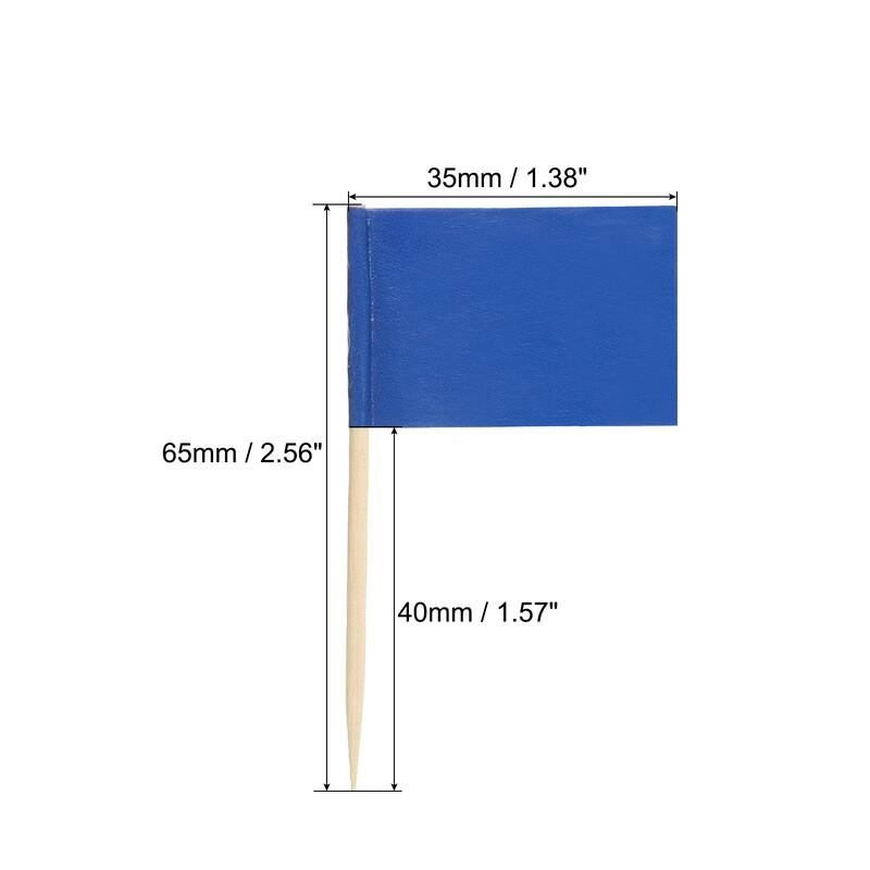 100 Pcs Flag Toothpicks Cheese Markers Colored Cake Toppers - Blue