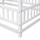 preview thumbnail 44 of 71, Floor Wooden Bed with House Roof and Fence Guardrails for Kids' Bedroom