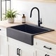 preview thumbnail 1 of 11, Parker Matte Black Fireclay 34″ Single Bowl Quick-Fit Farmhouse Apron Front Drop-in Kitchen Sink and Drain