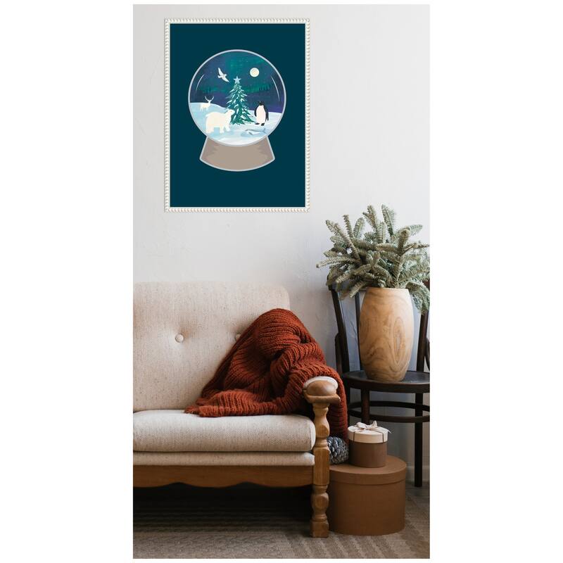 Kate and Laurel Sylvie Beaded Northern Lights Framed Canvas by Teju Reval