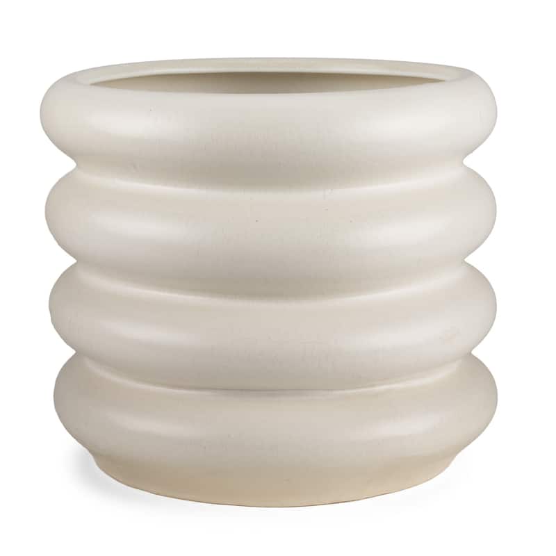 14" Cream Cylinder Ceramic Table Vase - 16.50