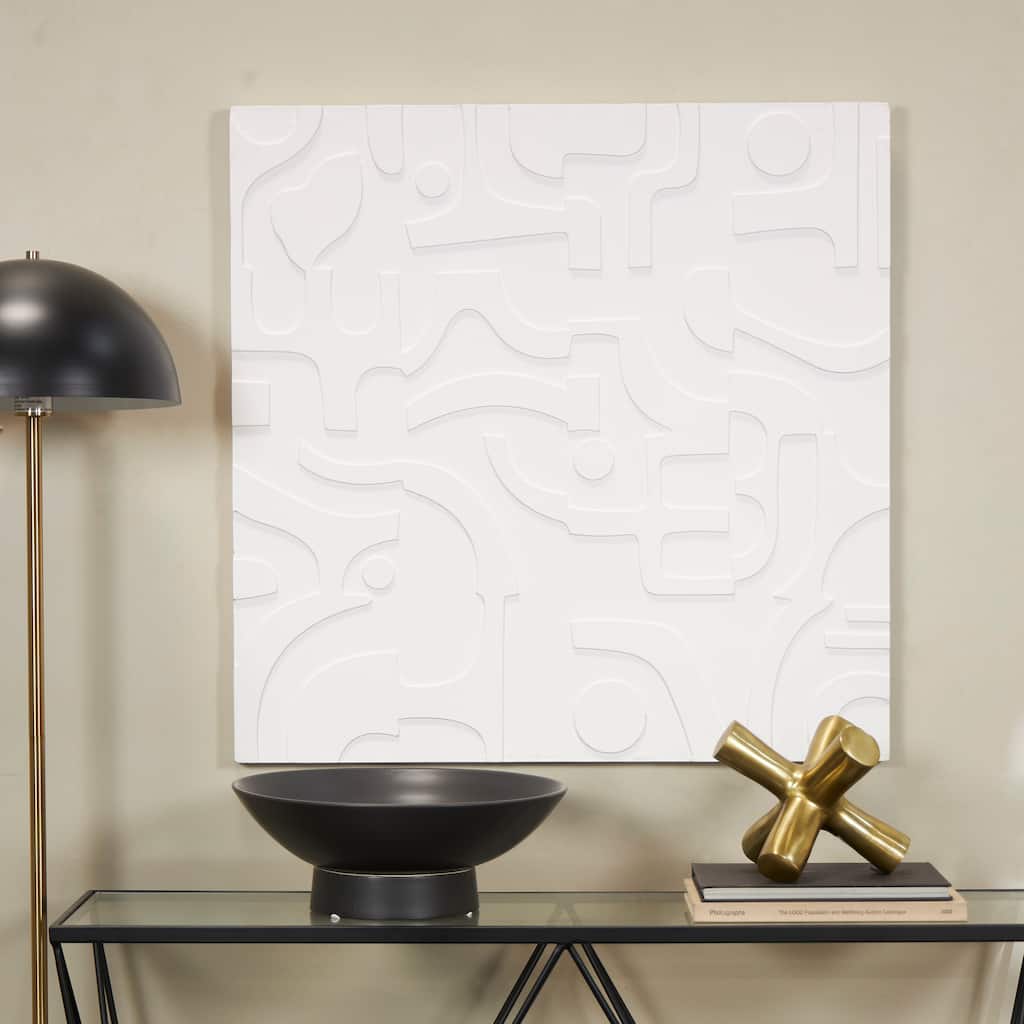 CosmoLiving by Cosmopolitan White Wooden Handmade Intricately Carved Geometric Home Wall Decor