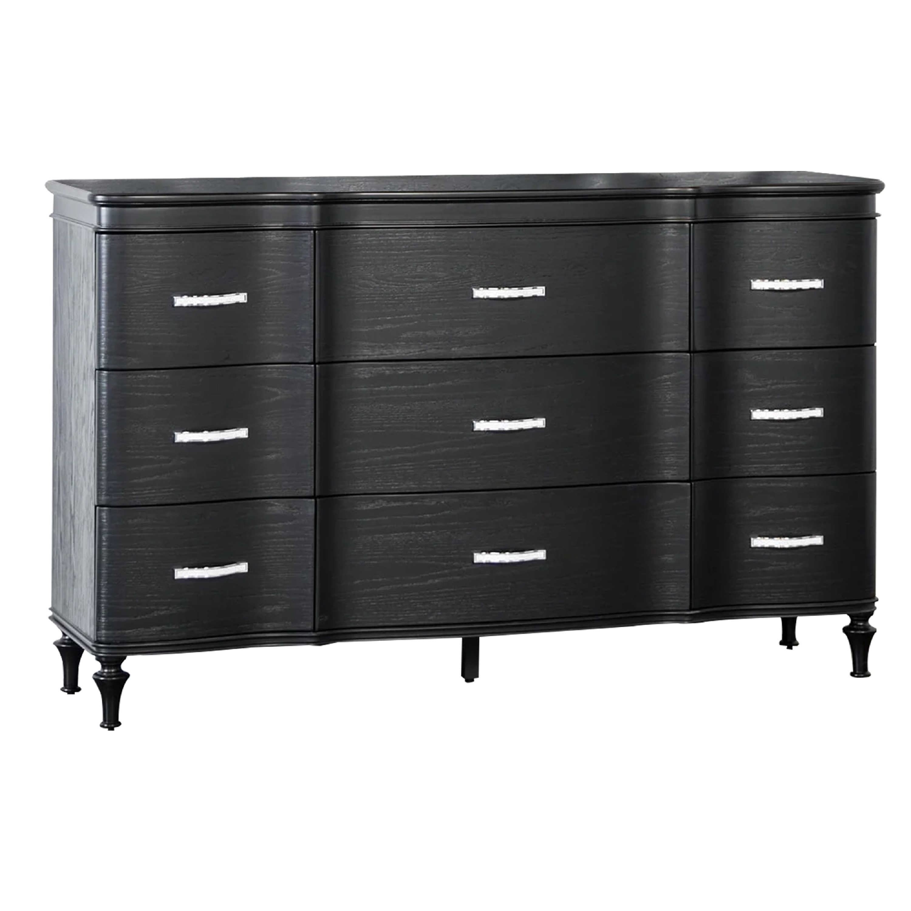 black acrylic dresser Eleena 6 Drawer Wide | Solid Wood Column dresser