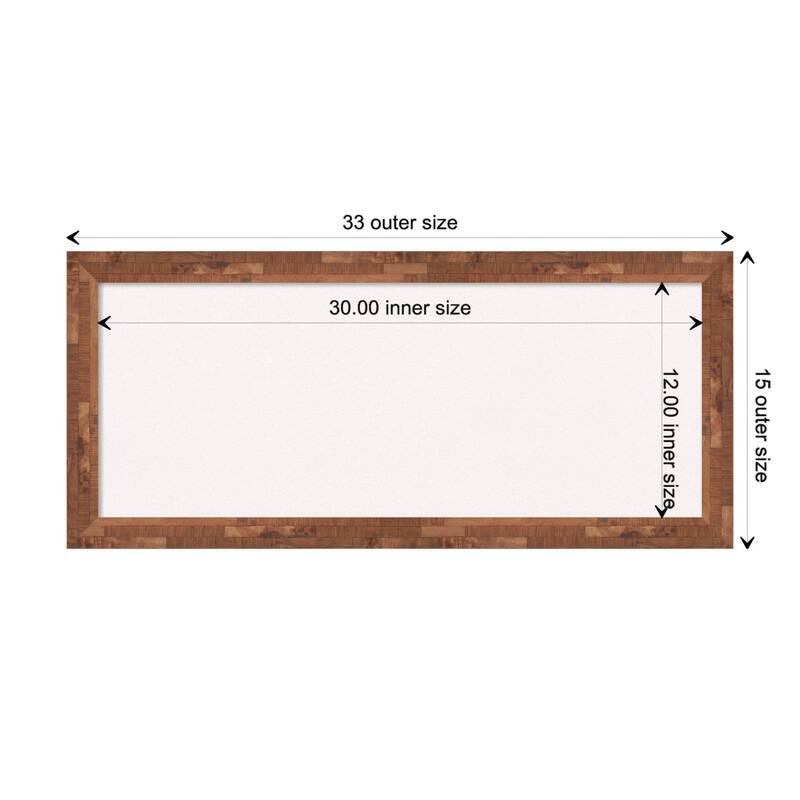 Fresco Wood Framed White Corkboard Bulletin Board - Fresco Light Pecan - Board Size 30x12