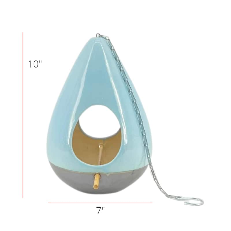 Ceramic 10-Inch Teardrop Birdhouse
