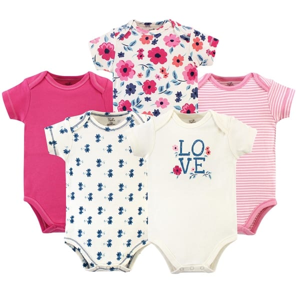 slide 1 of 1, Touched by Nature Baby Girl Organic Cotton Bodysuits 5pk, Garden Floral 0-3 Months - Garden Floral