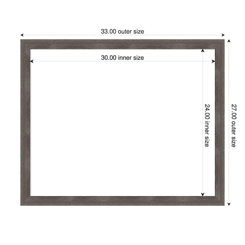 Amanti Art Pinstripe Lead Grey Framed Dry Erase Magnetic Board - 33 x 27 in