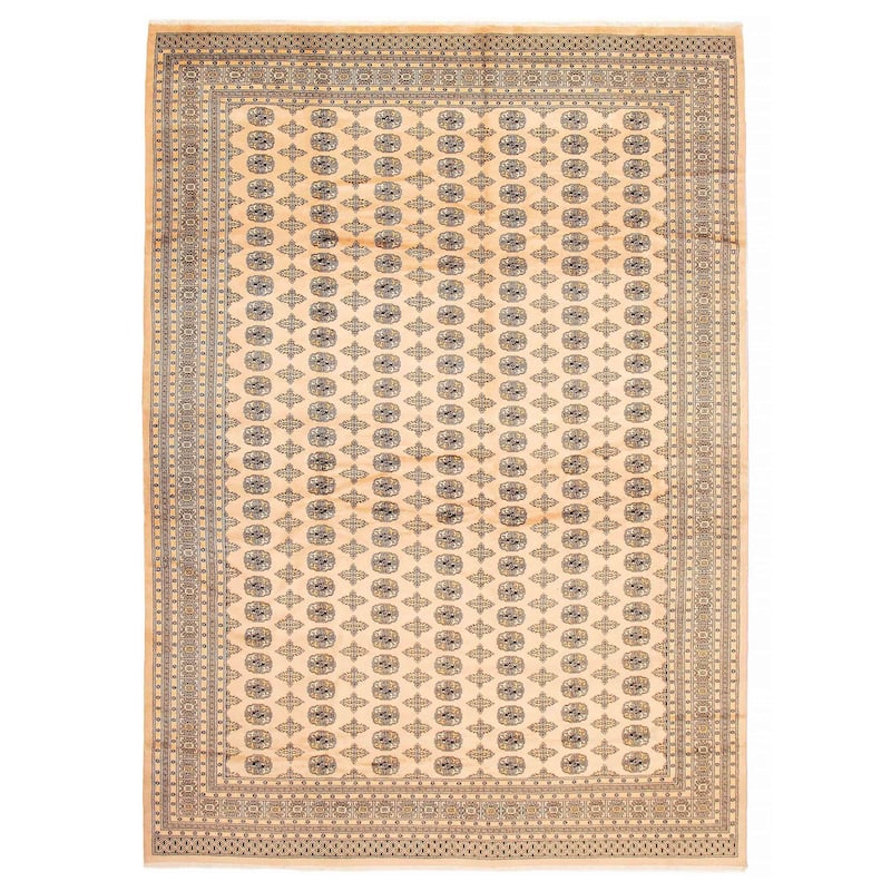 Finest Peshawar Bokhara Beige Rug 9'11" x 13'11" - 9'11 x 13'11 - Beige - 9'11 x 13'11
