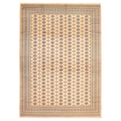 Finest Peshawar Bokhara Beige Rug 9'11" x 13'11" - 9'11 x 13'11