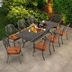 preview thumbnail 61 of 92, Versatile Outdoor Dining Sets w Swivel/Folding Chairs & Steel Slat Table and HDPE Dining Table Set for Gardens, Patios 9-Piece - Classic-Brown