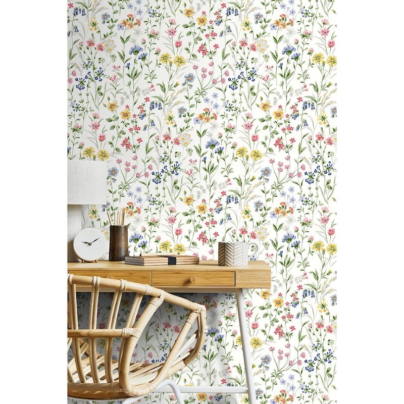 Seabrook Designs Wildflowers Prepasted Wallpaper - 20.5 in. W x 33 ft. L