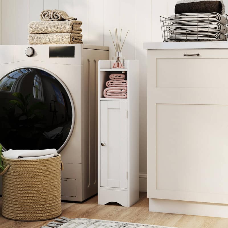 Costway Bathroom Storage Cabinet with Door Toilet Paper Holder Stand - See Details