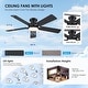 preview thumbnail 15 of 34, Kviflon 46 or 52 Inch Flush Mount Ceiling Fan with Light and Remote,5 Dual Side Blades for Living Room Bedroom Kitchen