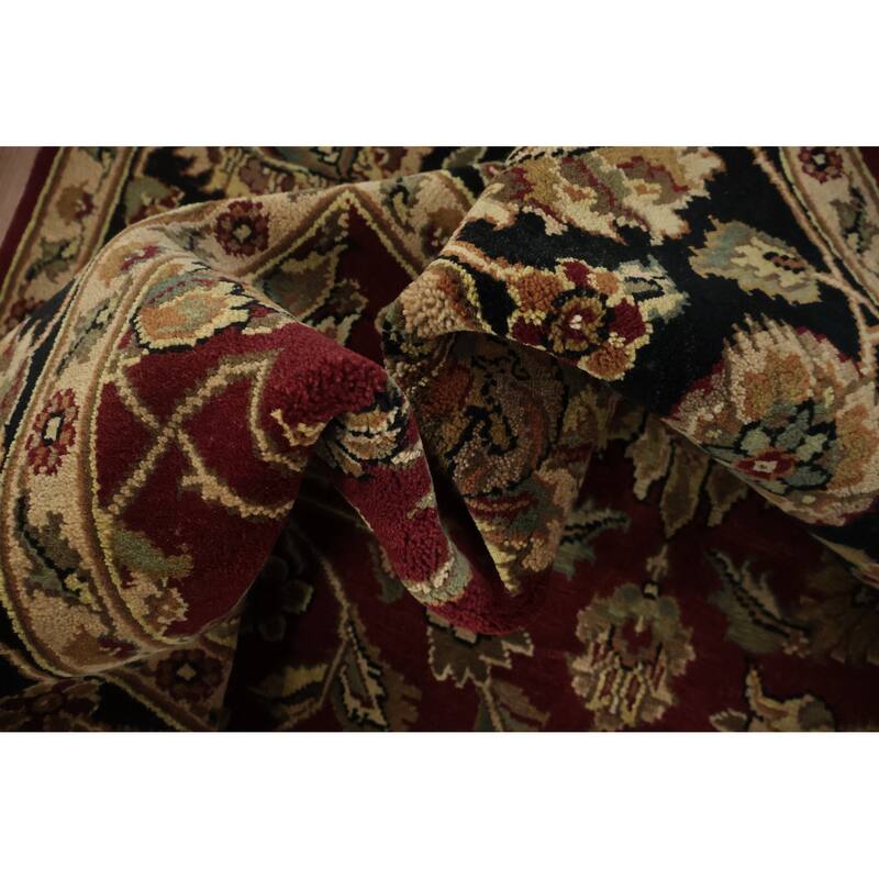 Hand Knotted Oriental 100% Wool Carpet Traditional All-Over Red Agra Area Rug - 7' 10'' X 7' 11''
