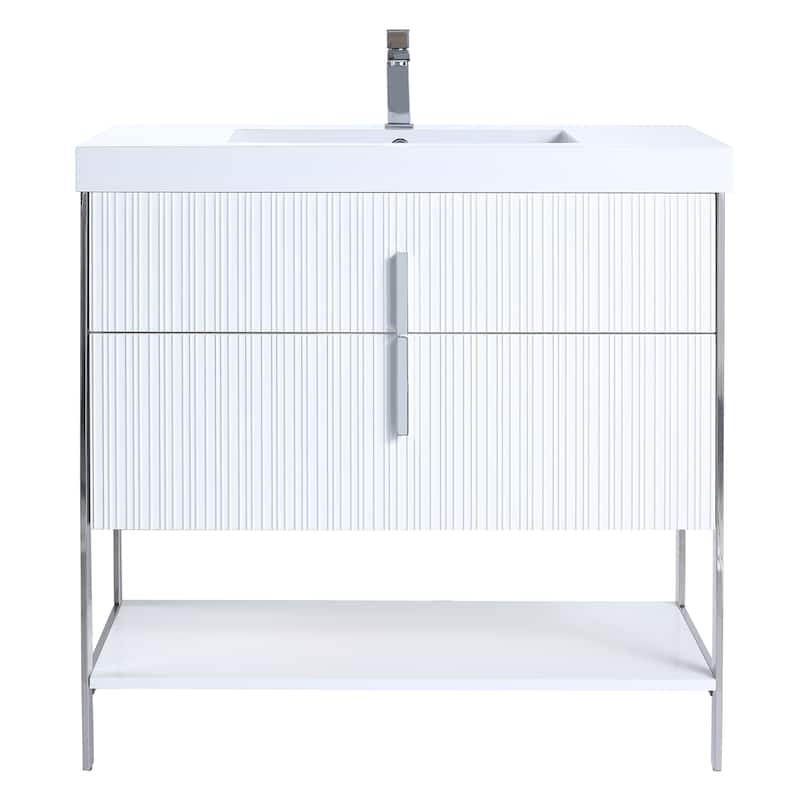 Fine Fixtures Serenity Modern Bathroom Vanity with White Gel Acrylic Top