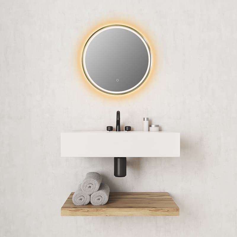 Altair Palme Round Framed Bathroom LED Lighted Wall Mirror