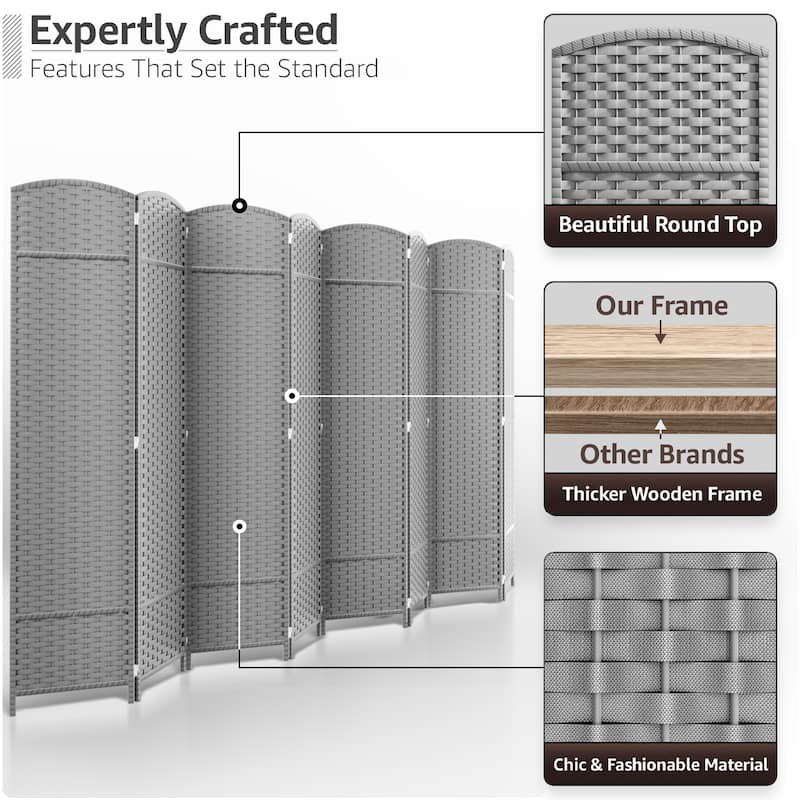 Room Divider Folding Privacy Screen Tall Partition Foldable Wall 8 Panel - 96” L x 19.50” W x 69” H