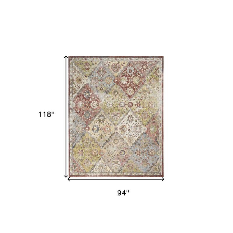 Hoho Power Loomed Distressed Floral Traditional Stain Resistant Area Rug By HomeRoots - 118' X '94' X '0.5