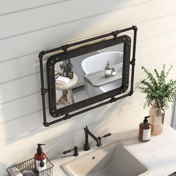 DH BASIC Frederick Industrial Pipe Metal and Bolted Wood Frame