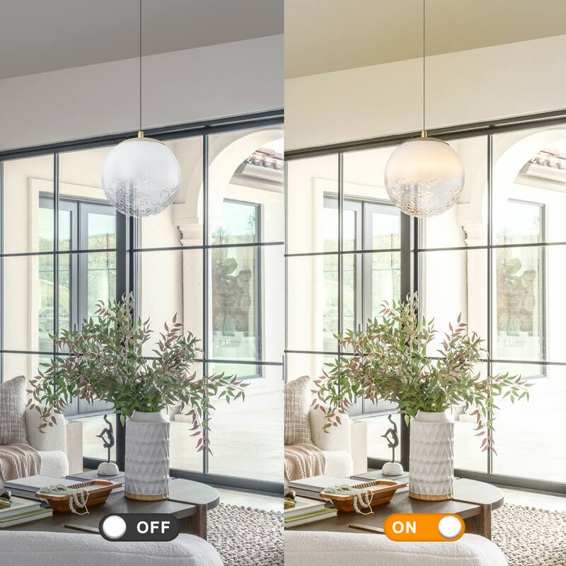 Modern LED Pendant Light with Translucent White Glass Globe - Dia.8-in