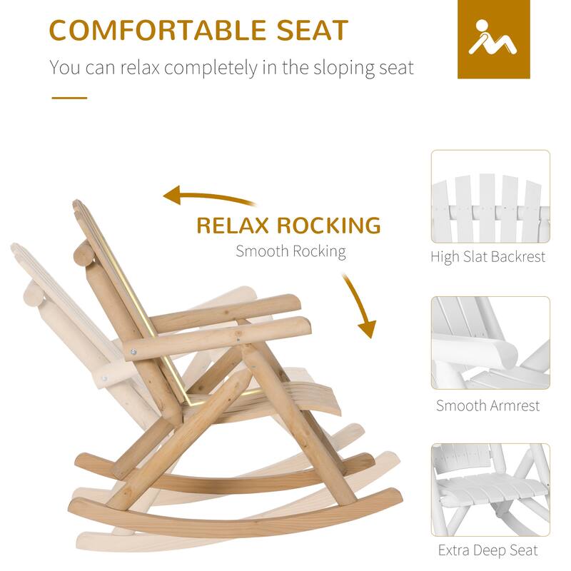 Outsunny Outdoor Wooden Rocking Chair (Excluding the table) - Natural Wood