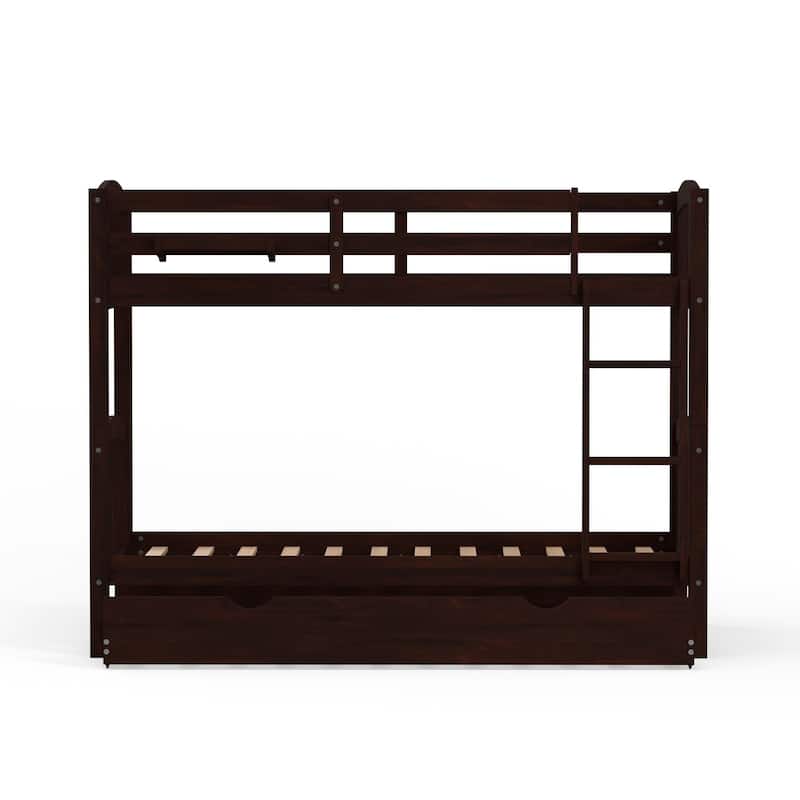 Arca Wood Twin Over Twin Bunk Bed, Hanging Nightstand, and Trundle