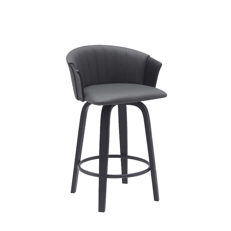 Diana Upholstered Wood Bar or Counter Height Swivel Stool