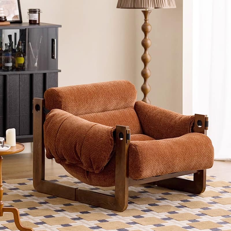 Contemporary Chenille Arm Chair with Cushion Back