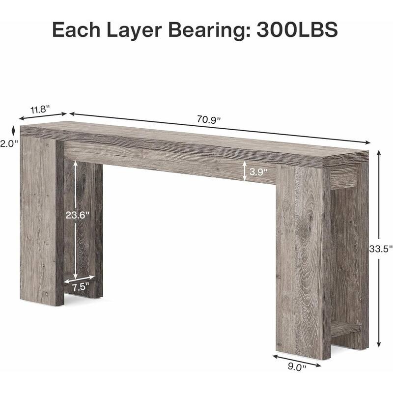 70.9" Rustic Farmhouse Entryway Table with Spacious Surface