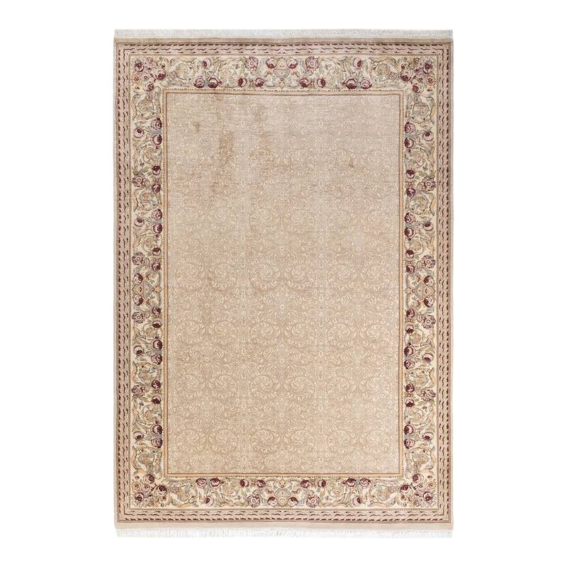 Overton Handknotted Wool Traditional Oriental Ivory Area Rug - 6' x 9' - Sand - 6' x 9'
