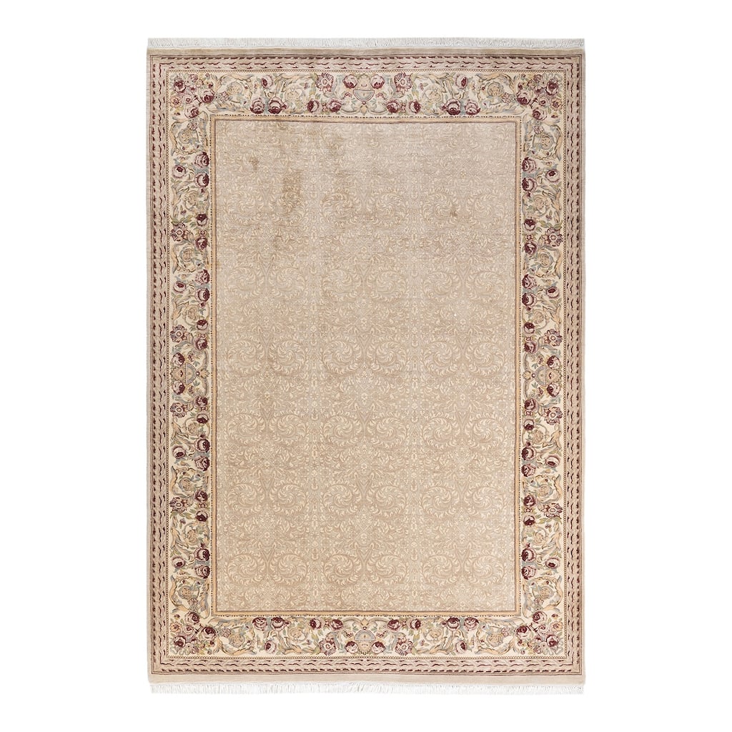 Overton Handknotted Wool Traditional Oriental Ivory Area Rug - 6' x 9'