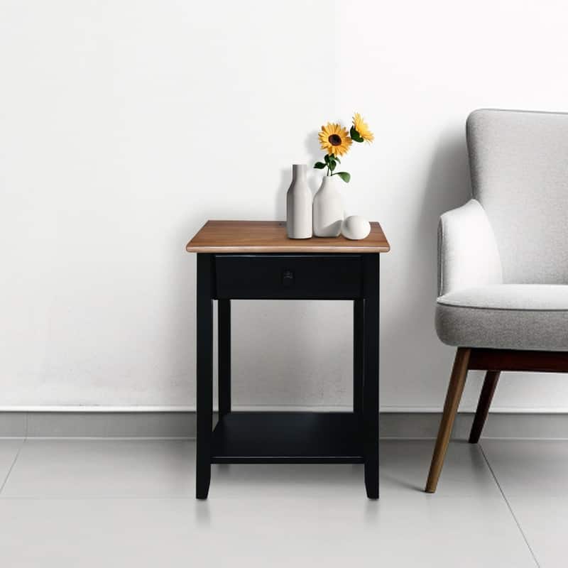 Night Owl 1-drawer Solid Wood Nightstand with USB Ports