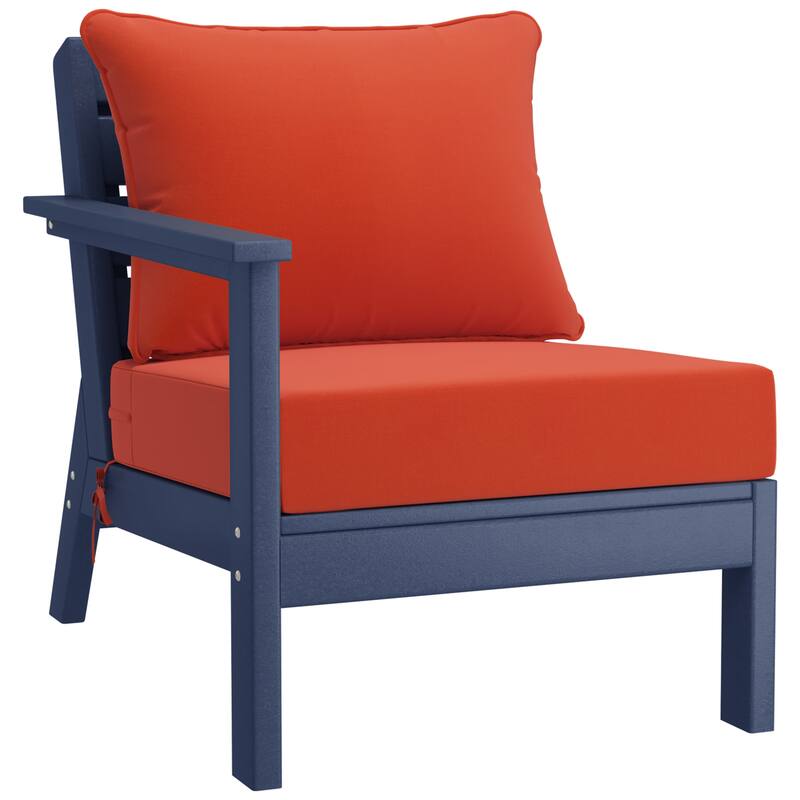 Birchwood All Weather HDPE Outdoor Patio Navy Blue Deep Seating Conversation Set (6-Piece Set)