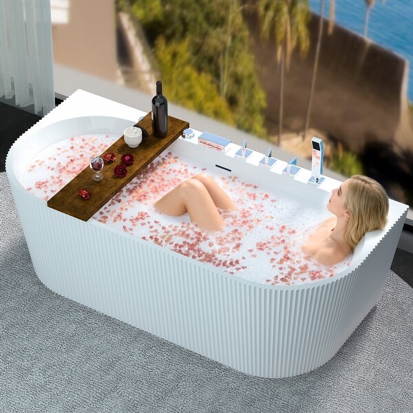 Luxury Whirlpool Massage Bathtub with 6 Hydro Jets, 7-Color