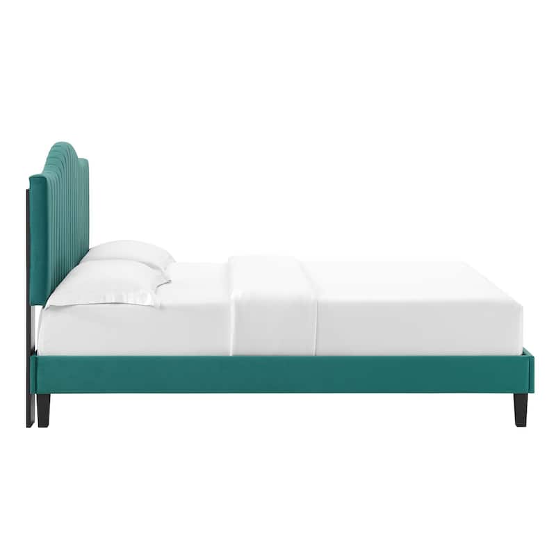 Juniper Channel Tufted Performance Velvet Queen Platform Bed