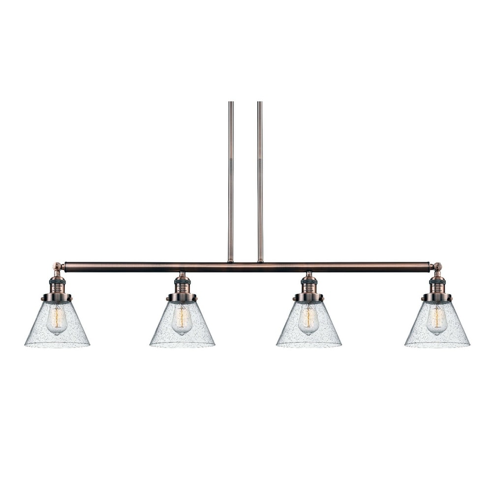 Innovations Lighting 214-S Large Cone  Large Cone 4 Light 52" Wide Linear Chandelier (Polished Nickel / Clear) - Chandeliers For Bedrooms by Overstock.com