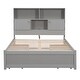 preview thumbnail 16 of 30, Full Size Platform Bed with Storage Headboard, Charging Station, 4-Drawers, Solid Pine Wood Bed Frame for Bedroom, Grey