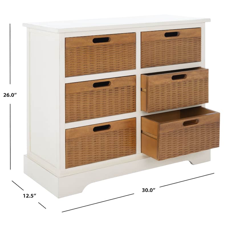 SAFAVIEH Mirijela Farmhouse 6-Drawer Storage Chest - 30" W x 12.5" L x 26" H - 30Wx13Dx26H