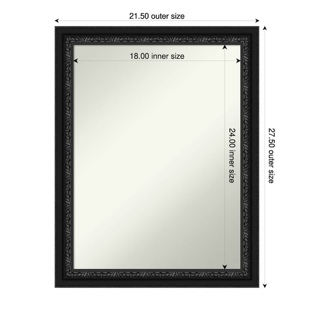 Downton Black Non-Beveled Wood Framed Bathroom Vanity Wall Mirror - Downton Black