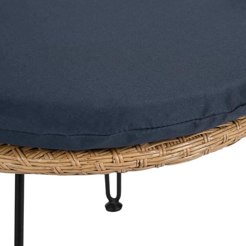 Outdoor 3 Piece Casual Dining Table Set Glass Round Coffee Table with Storage Rack and 2 Rattan Chairs with Cushions