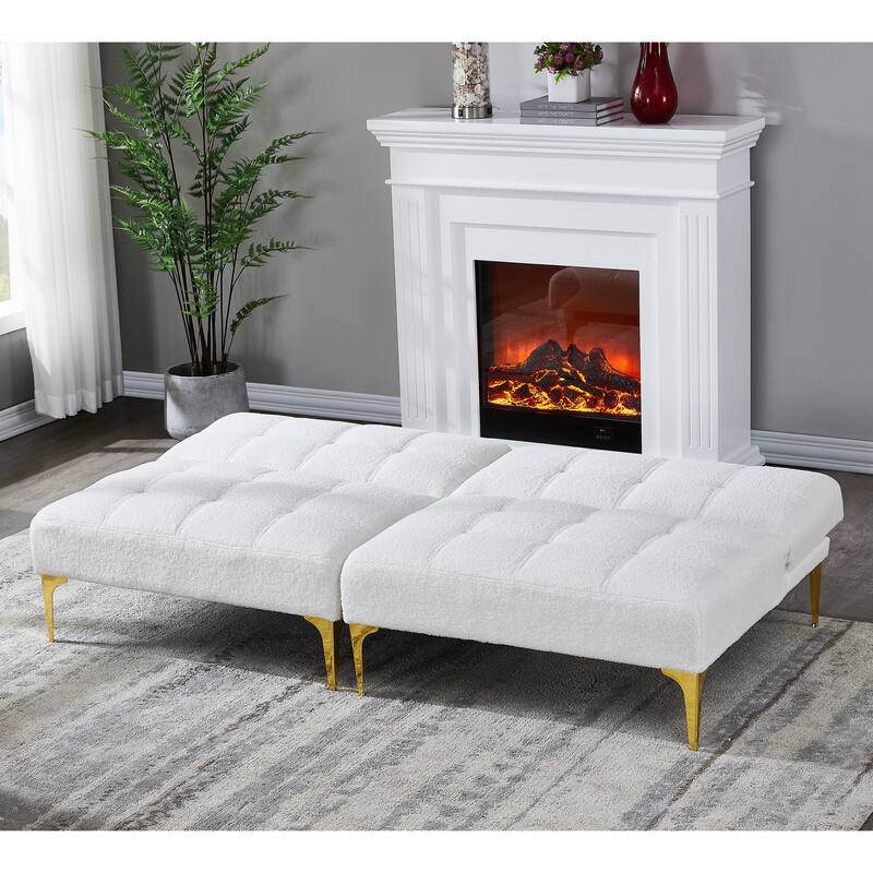 Convertible Sofa Bed with Teddy Fabric, Freely Configurable Sections