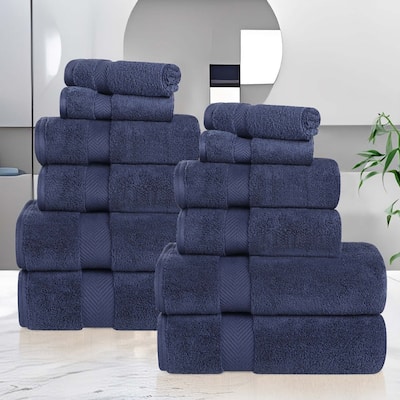 Superior Zero Twist Cotton Soft Absorbent 12 Piece Assorted Towel Set