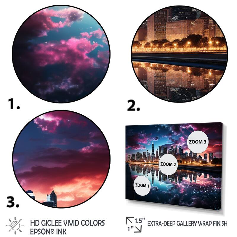 Designart "USA Chicago Skyscrapper Reflections" Cityscapes Multipanel Canvas Art Print set