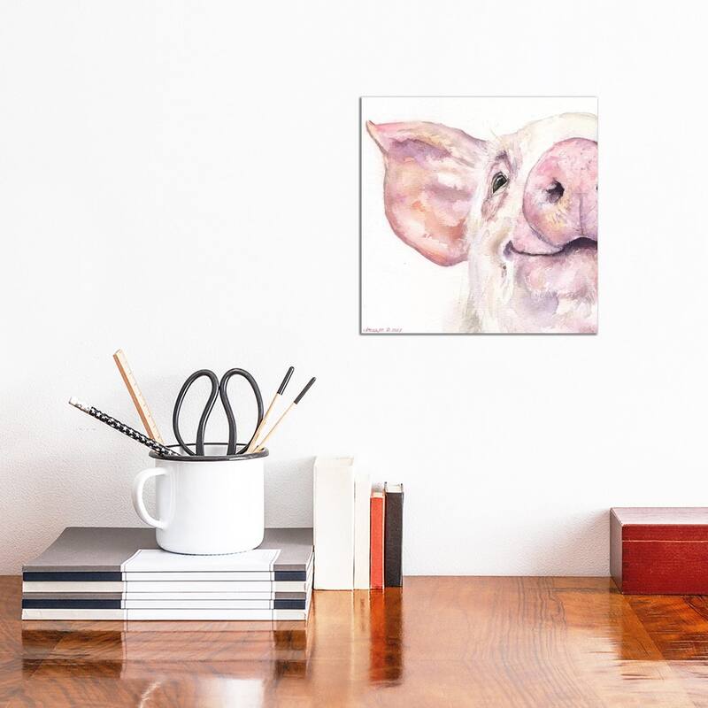 iCanvas "Happy Pig" by George Dyachenko Canvas Print - 12x12x1.5