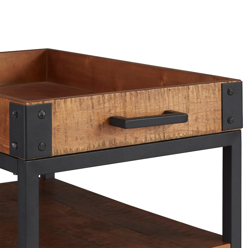 Myra Rustic Serving Cart with Wine Inserts and Removable Tray Top by iNSPIRE Q Classic