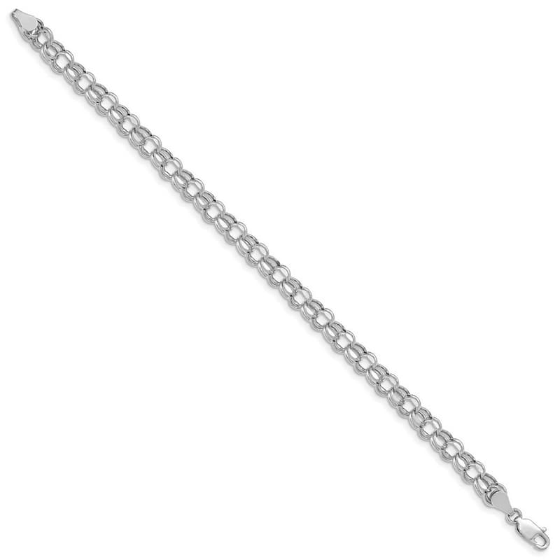 Curata 14k White Gold 5.5mm Hollow Double Link Charm Bracelet Options: 7" 8"