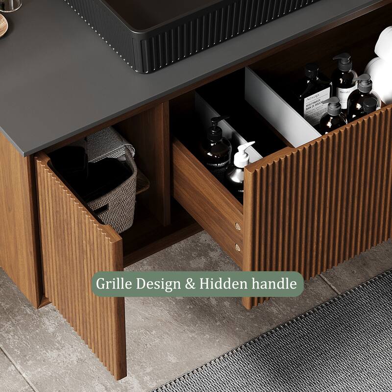 Modern 35.4" Single Bathroom Vanities,Floating Vanitiy with White Table top