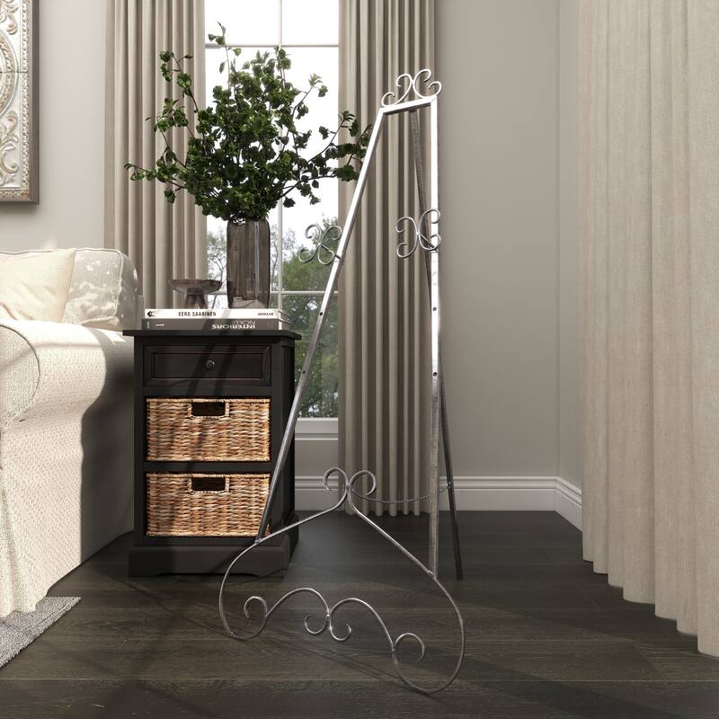 Gray Metal Large Adjustable 3 Tier Scroll Display Easel with Chain Support