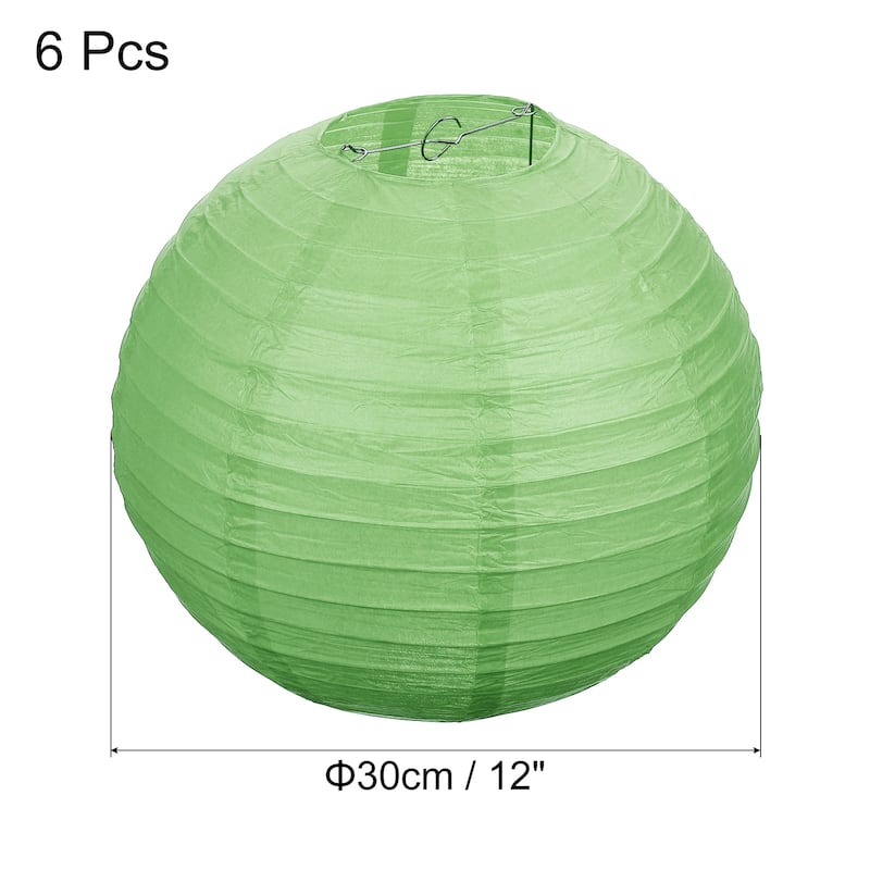6pcs 12 Inch Folding Hanging Paper Lanterns for Wedding Home Party - Grass Green