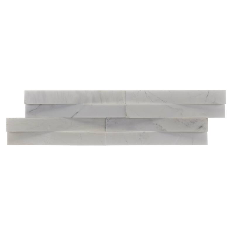 Weave 6 in. x 22 in. Panel and 8 in. x 24 in. Corner Honed Marble Wall Tile
